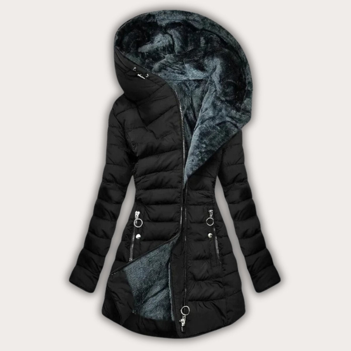 Warm Asymmetrical Puffer Coat for Women