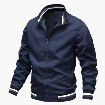 Men's Zip Up Sports Jacket with Ribbed Neckline