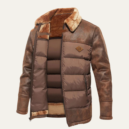 Warm Quilted Faux Leather Men's Winter Jacket