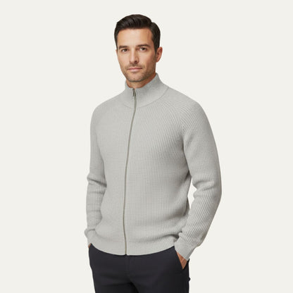 Classic Men's Warm Merino Wool Zip Cardigan