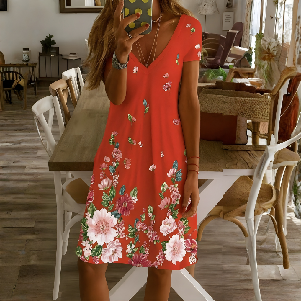Ladies Casual Summer V Neck Dress