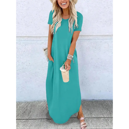 Relaxed Fit Women's Sundress with Round Neckline