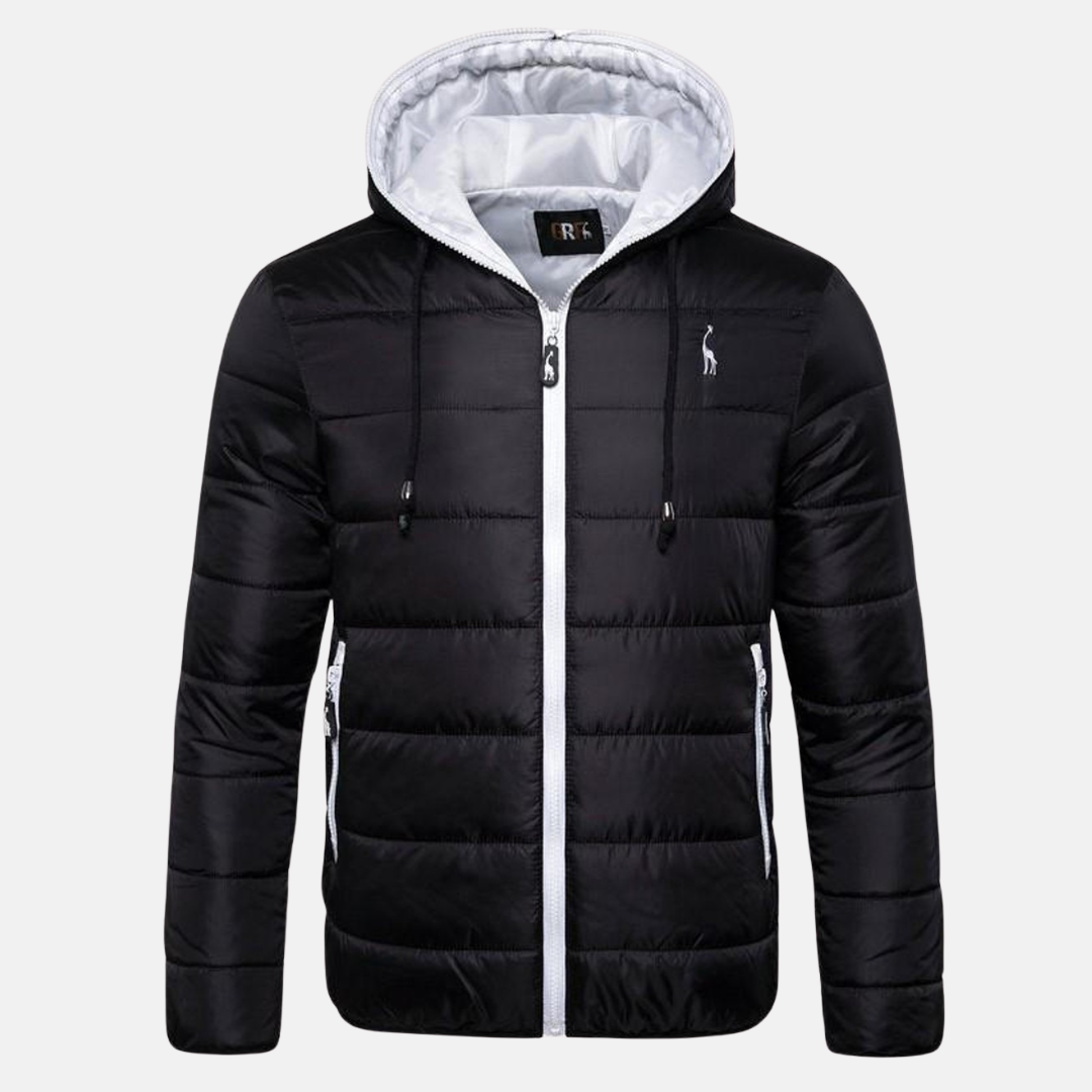Waterproof Men's Puffer Jacket with Hood and Zip