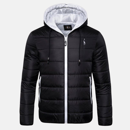 Waterproof Men's Puffer Jacket with Hood and Zip
