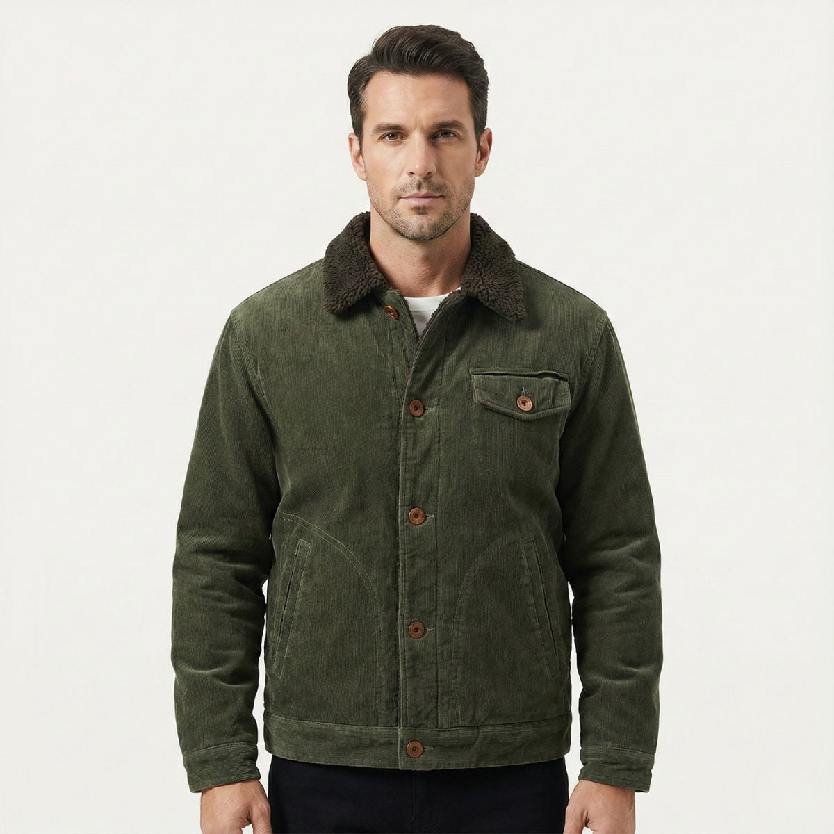 Rugged Men's Corduroy Insulated Parka Coat