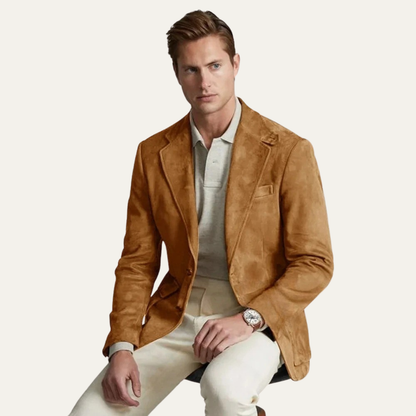 Classy Men's Suede Jacket with Notched Collar