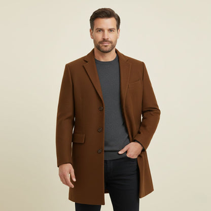Stylish Men's Wool Blend Single Button Coat
