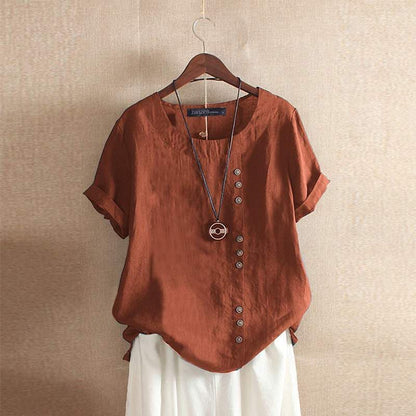 Casual Cotton Women's Shirt with Short Sleeves