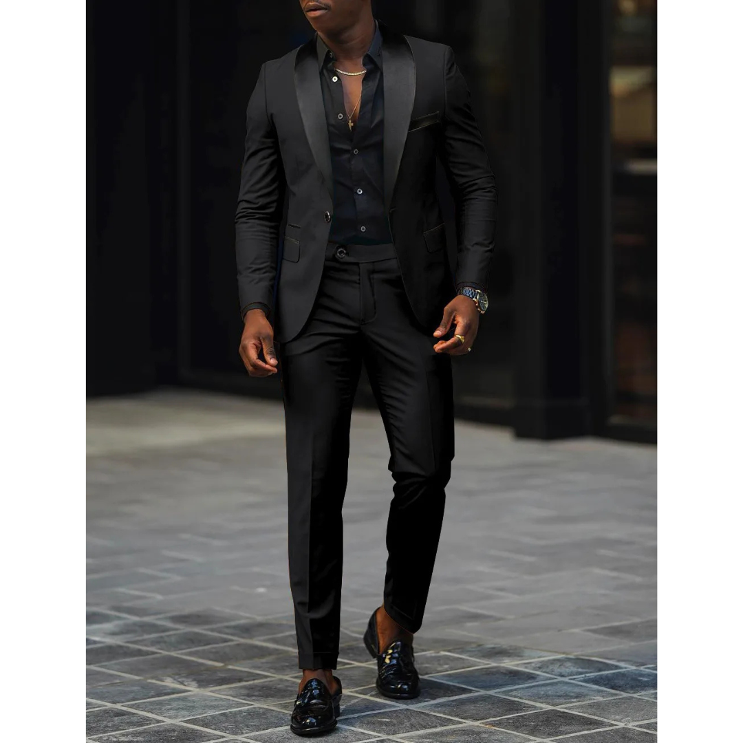 Men's Tailored Fit Peak Lapel Suit Jacket Set