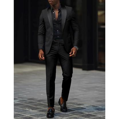 Men's Tailored Fit Peak Lapel Suit Jacket Set