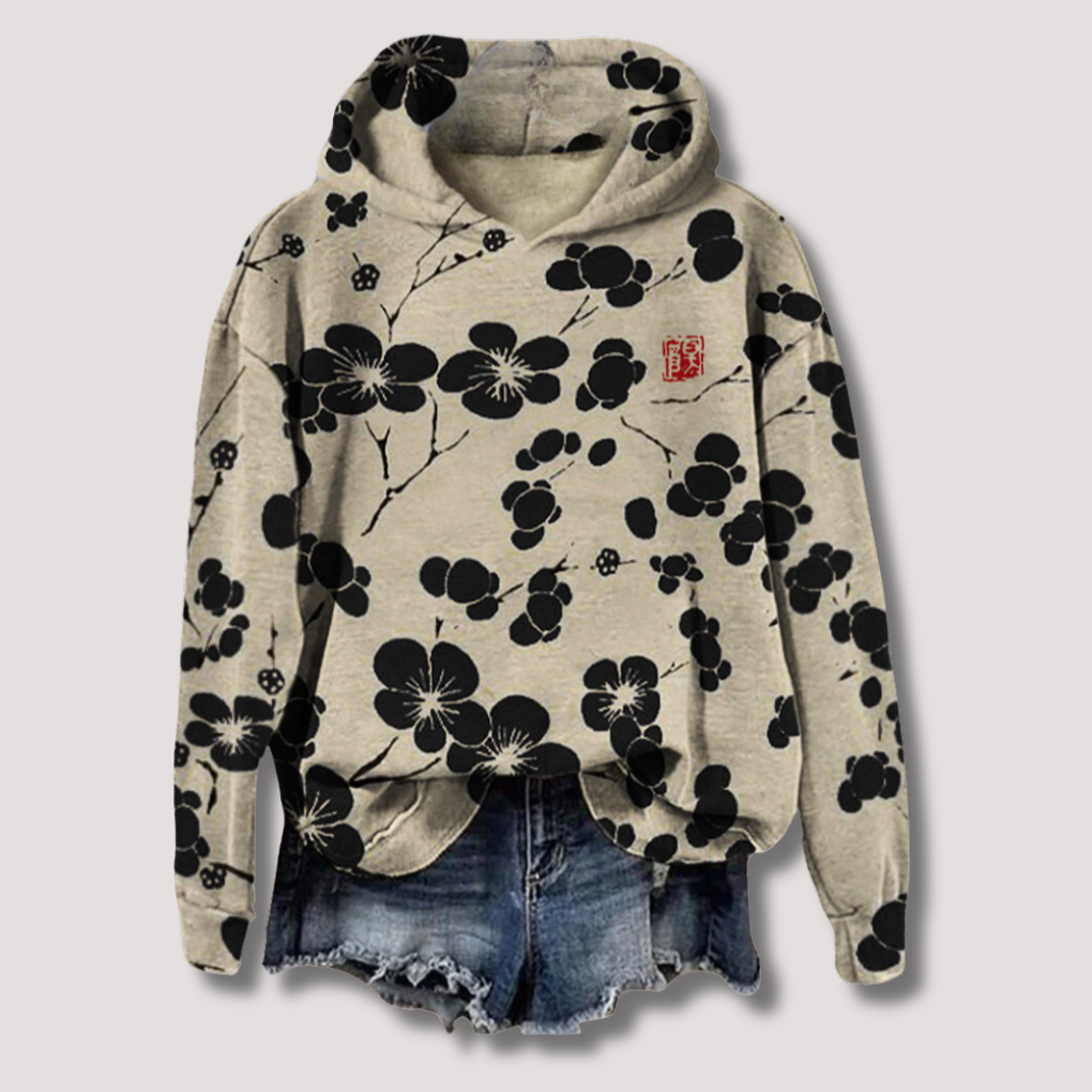 Comfy Women's Hooded Floral Sweatshirt - Olytrend