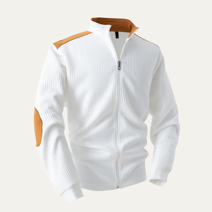 Relaxed Fit Men's Zip Up Patchwork Jacket