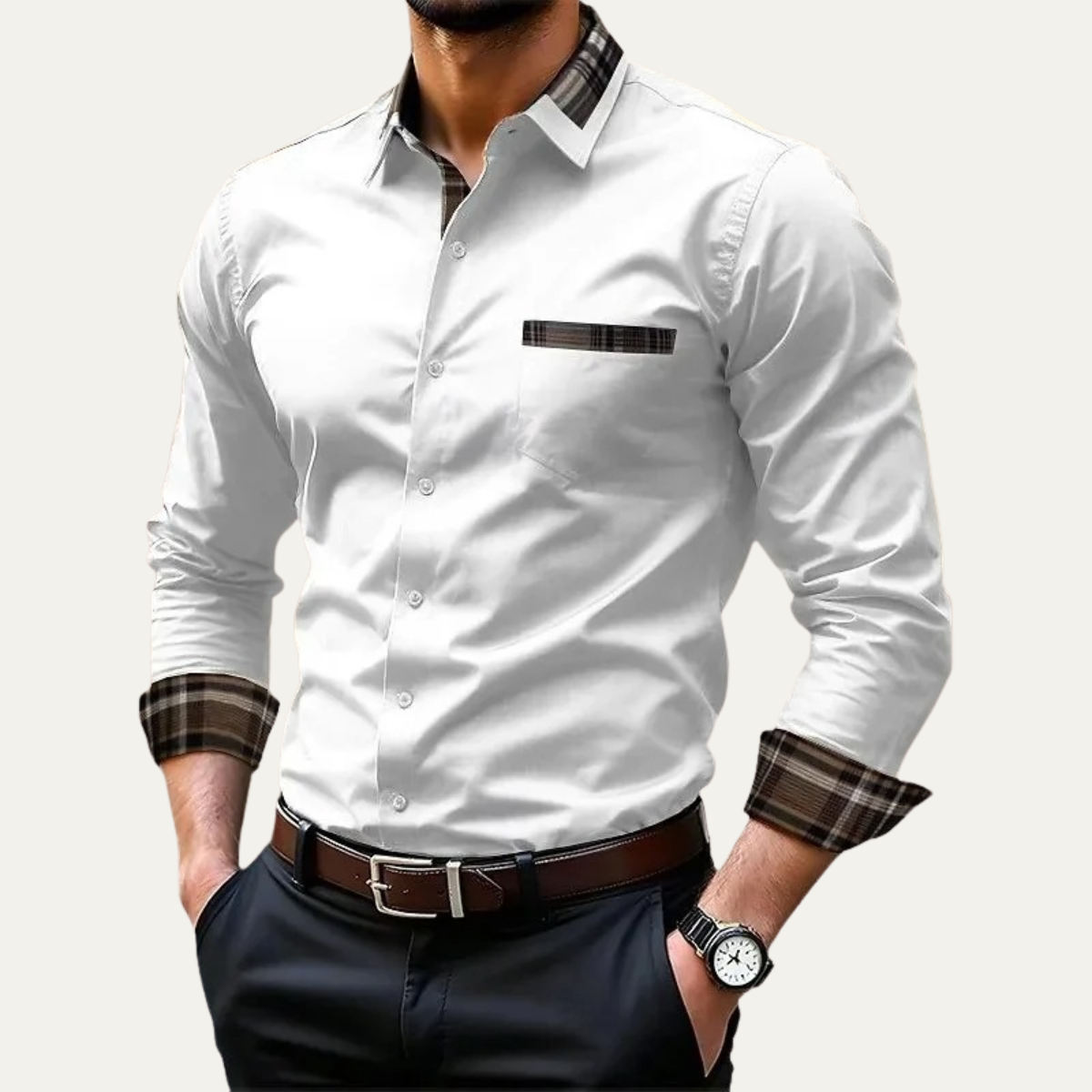 Relaxed Fit Plaid Shirt for Men