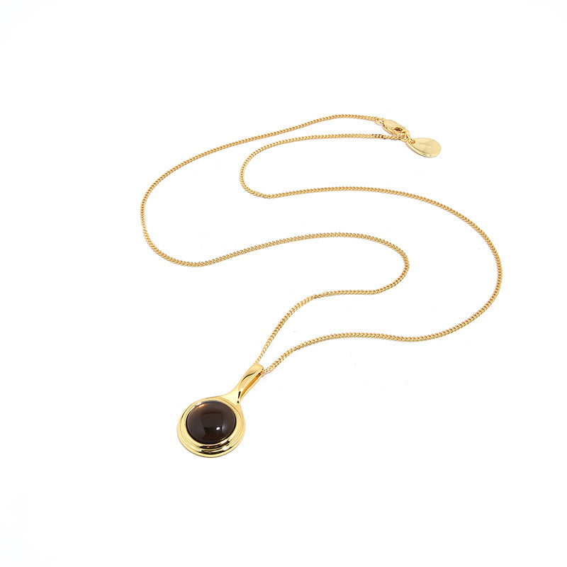 Elegant Crystal Pendant Necklace, Sterling Silver, Gold Plated