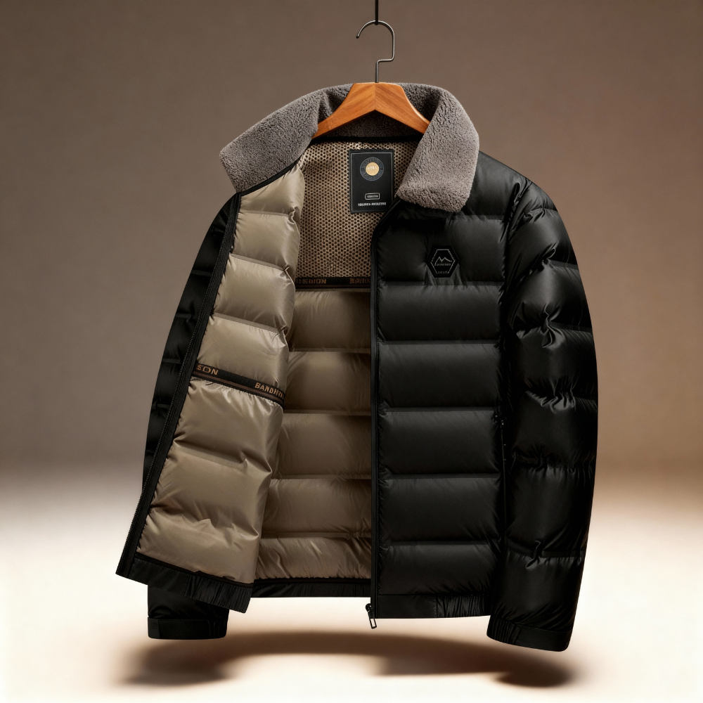 Warm Quilted Puffer Coat with Fleece Collar - Nocini
