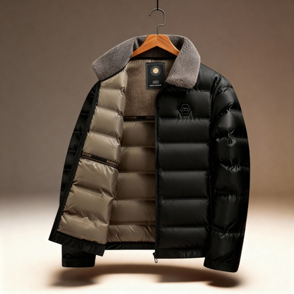 Warm Quilted Puffer Coat with Fleece Collar - Nocini