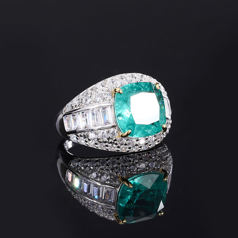 Green Stone Sterling Silver CZ Ring