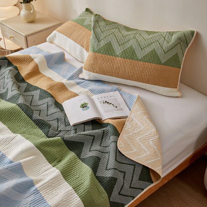 Modern Cotton Quilted Bedspread with Zig-Zag Design