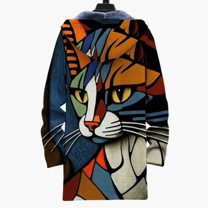 Casual Hoodie Sweatshirt with Fun Cat Pattern