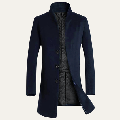 Classic Men's Wool Trench Coat with Collar