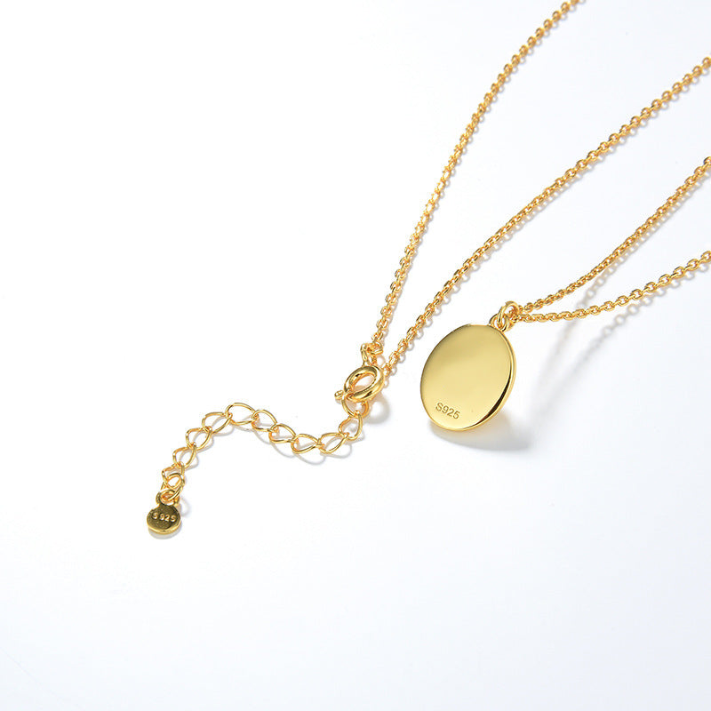 Genuine Moonstone Pendant, Sterling Silver, Gold Coated