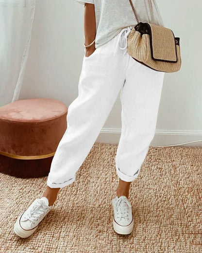 Comfy Women's Linen Pants with Elastic Waist