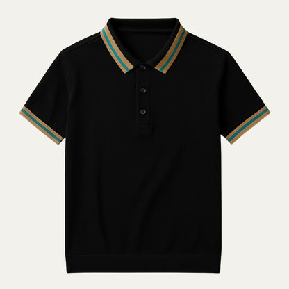 Classic Navy Blue Striped Polo Shirt