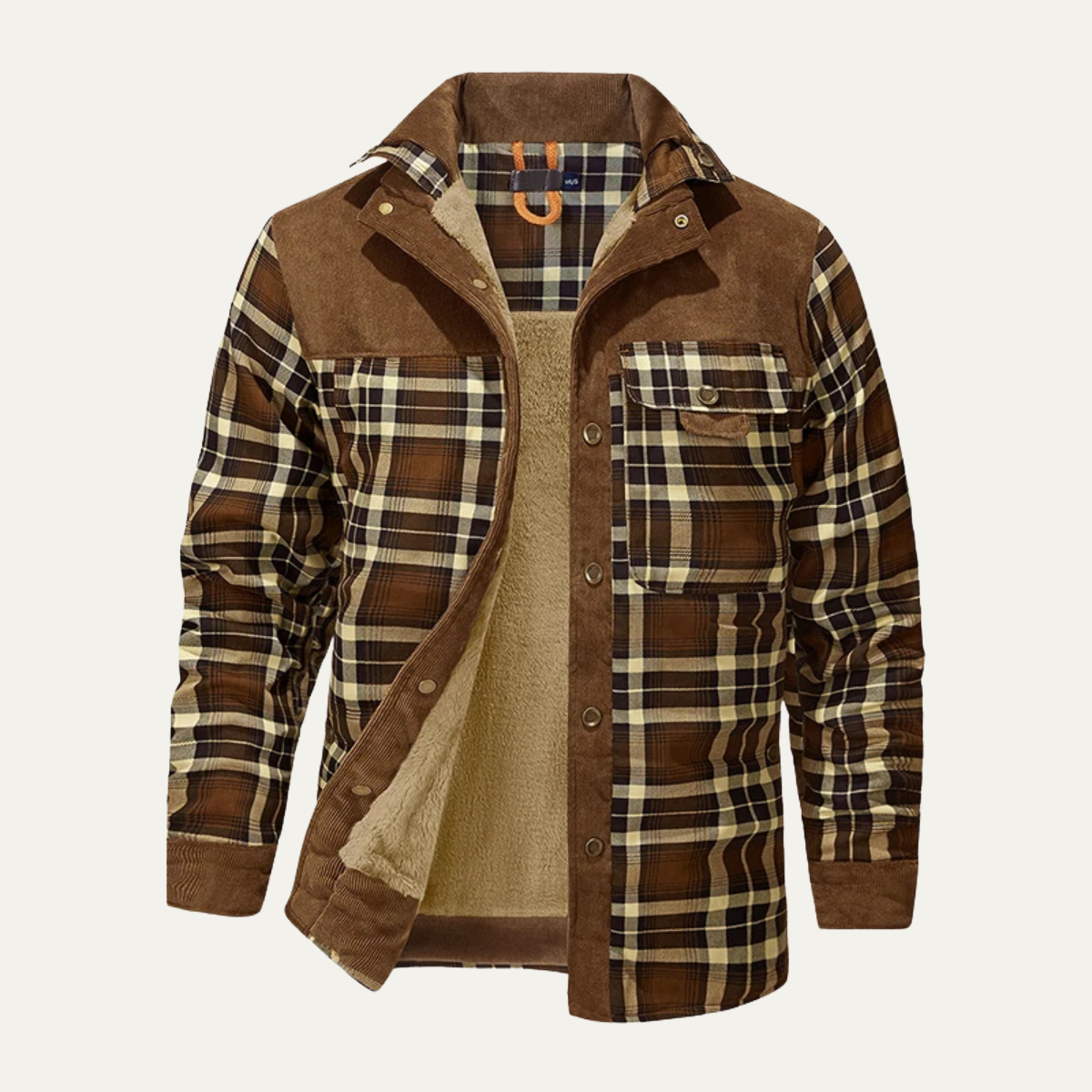 Rugged Plaid Flannel Shirt Jacket with Multiple Pockets
