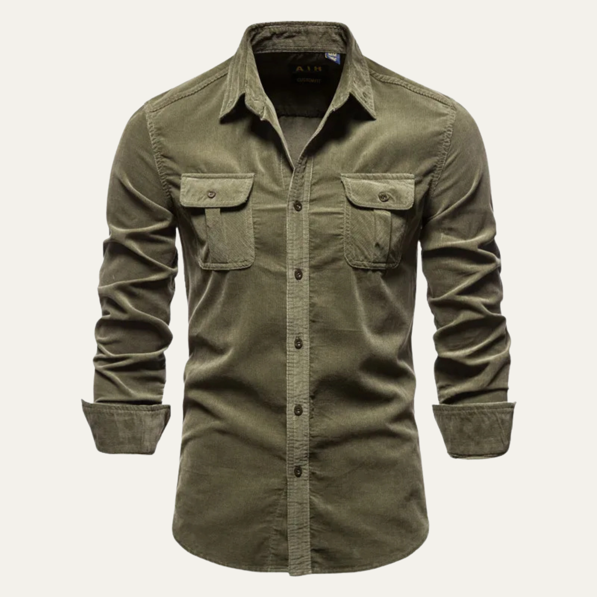 Relaxed Fit Corduroy Button Down Shirt for Men