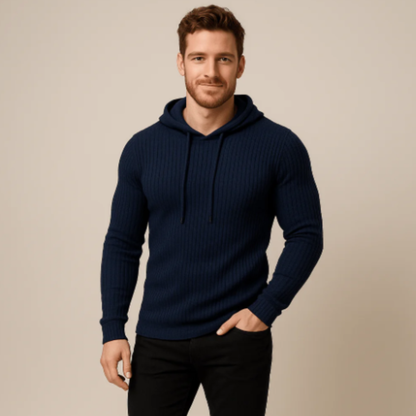 Slim Fit Men's Ribbed Hoodie Sweatshirt