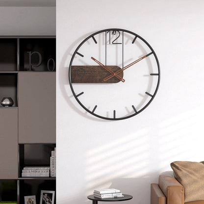 Contemporary Metal and Wood Wall Clock