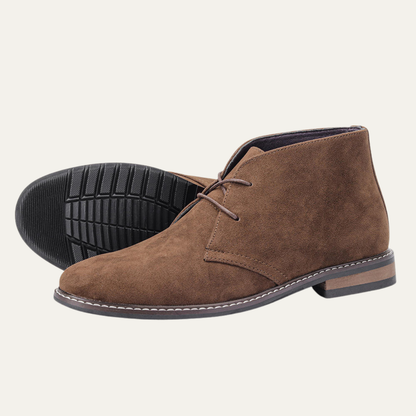 Men's Brown Suede Lace Up Chelsea Boots - Nocini