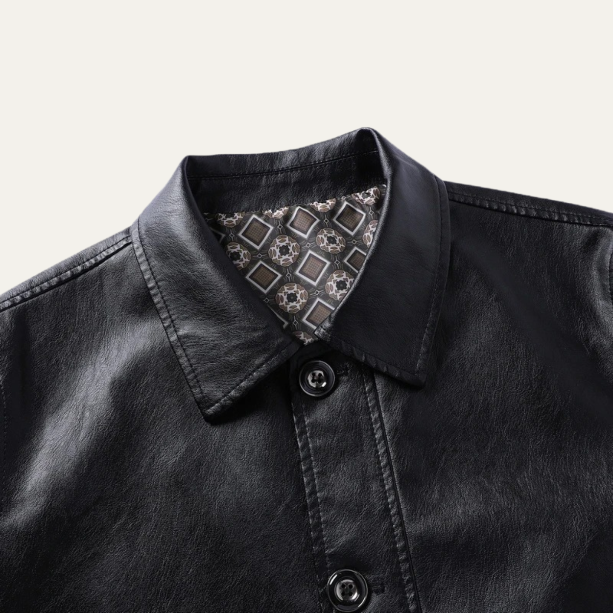 Classic Mens Leather Button Down Coat
