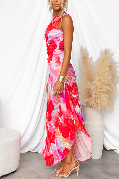 Elegant Pleated Wedding Guest Gown