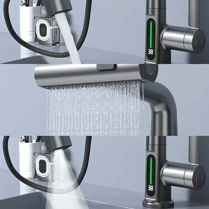 Adjustable Waterfall LED Sink Faucet