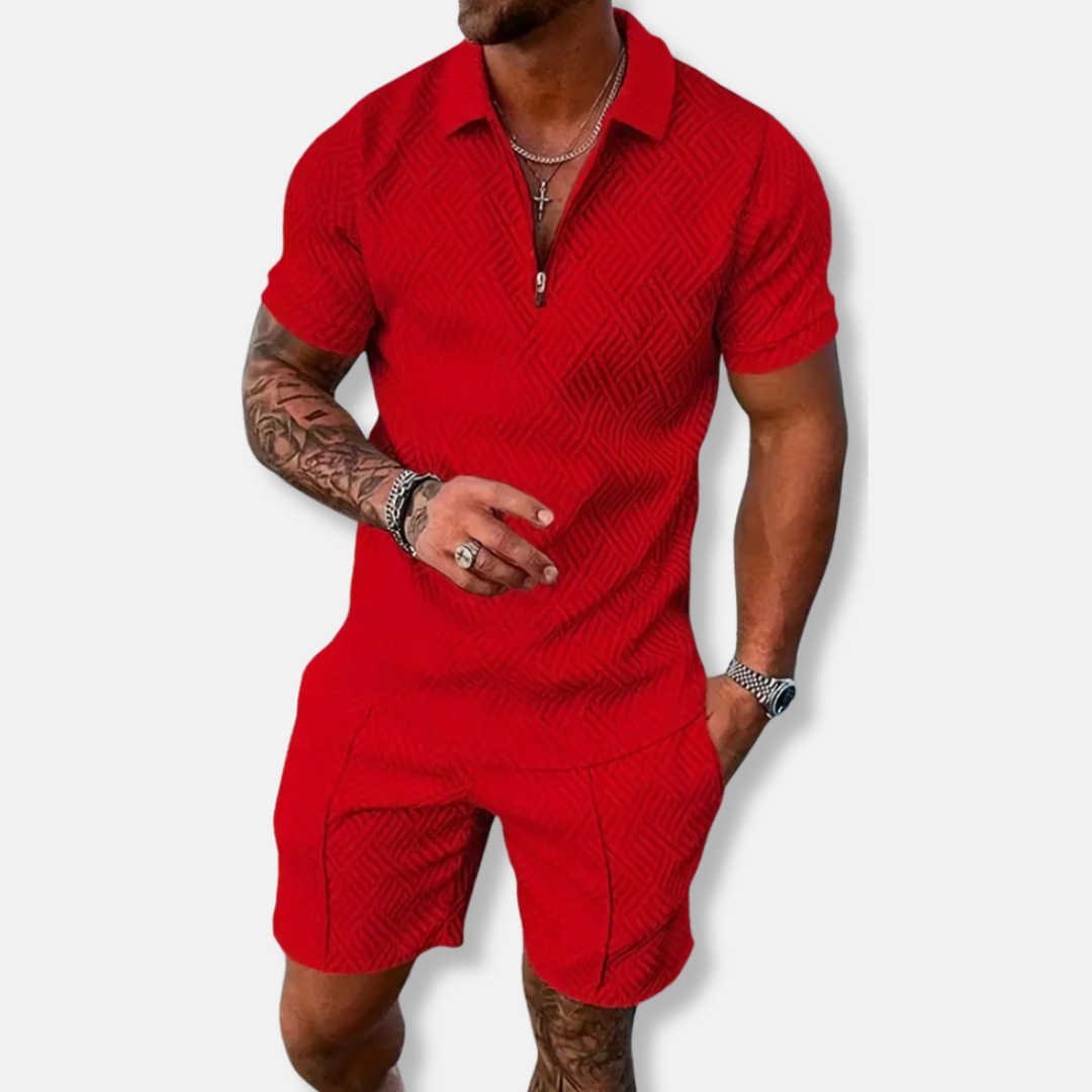 Men's Polo Shirt Set - Classic Fit - Moisture Wicking - Easy Zip