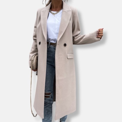 Classic Women's Wool Overcoat with Button Front
