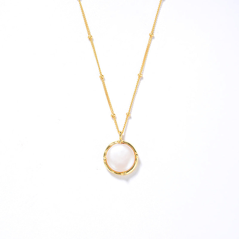 Luxurious Pearl Pendant Necklace, Sterling Silver, Gold Finish - Pexav
