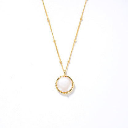 Luxurious Pearl Pendant Necklace, Sterling Silver, Gold Finish - Pexav