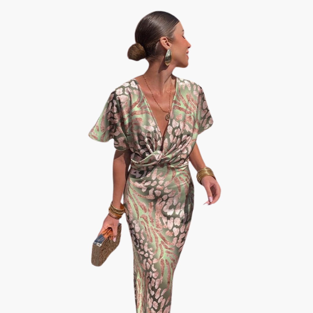 Feminine V Neck Knee Length Summer Dress