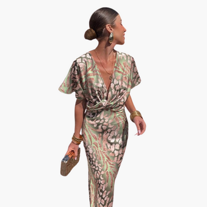 Feminine V Neck Knee Length Summer Dress