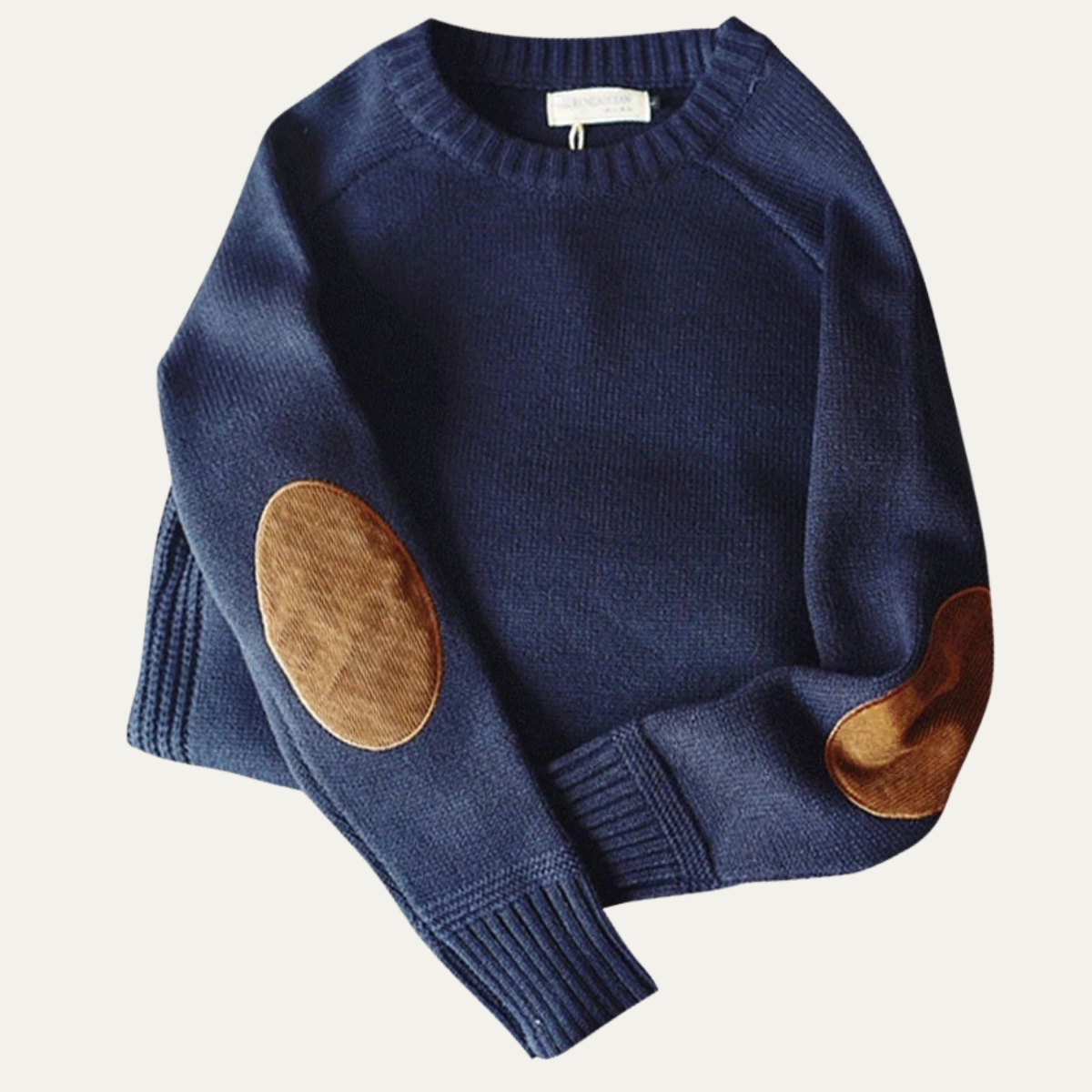 Classic Men's Elbow Patch Crew Neck Knit Sweater