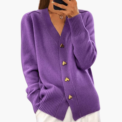 Ladies' Sweater with Cute Heart Fasteners