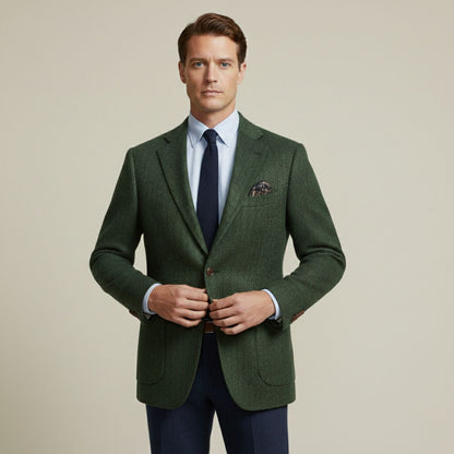 Classic Men's Tweed Business Blazer Jacket