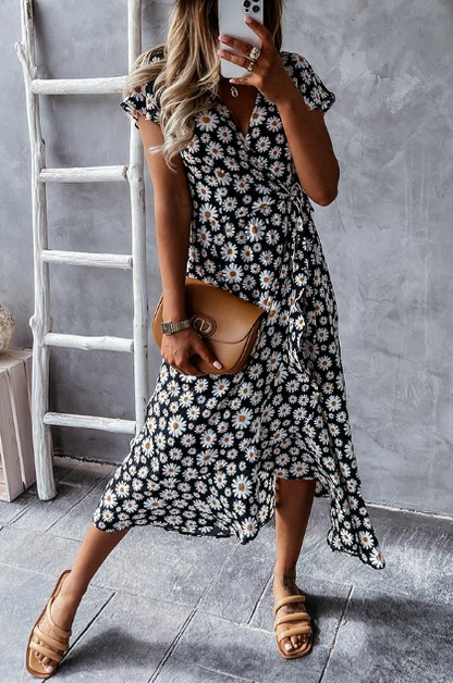 Loose Fit Floral A-Line Summer Dress