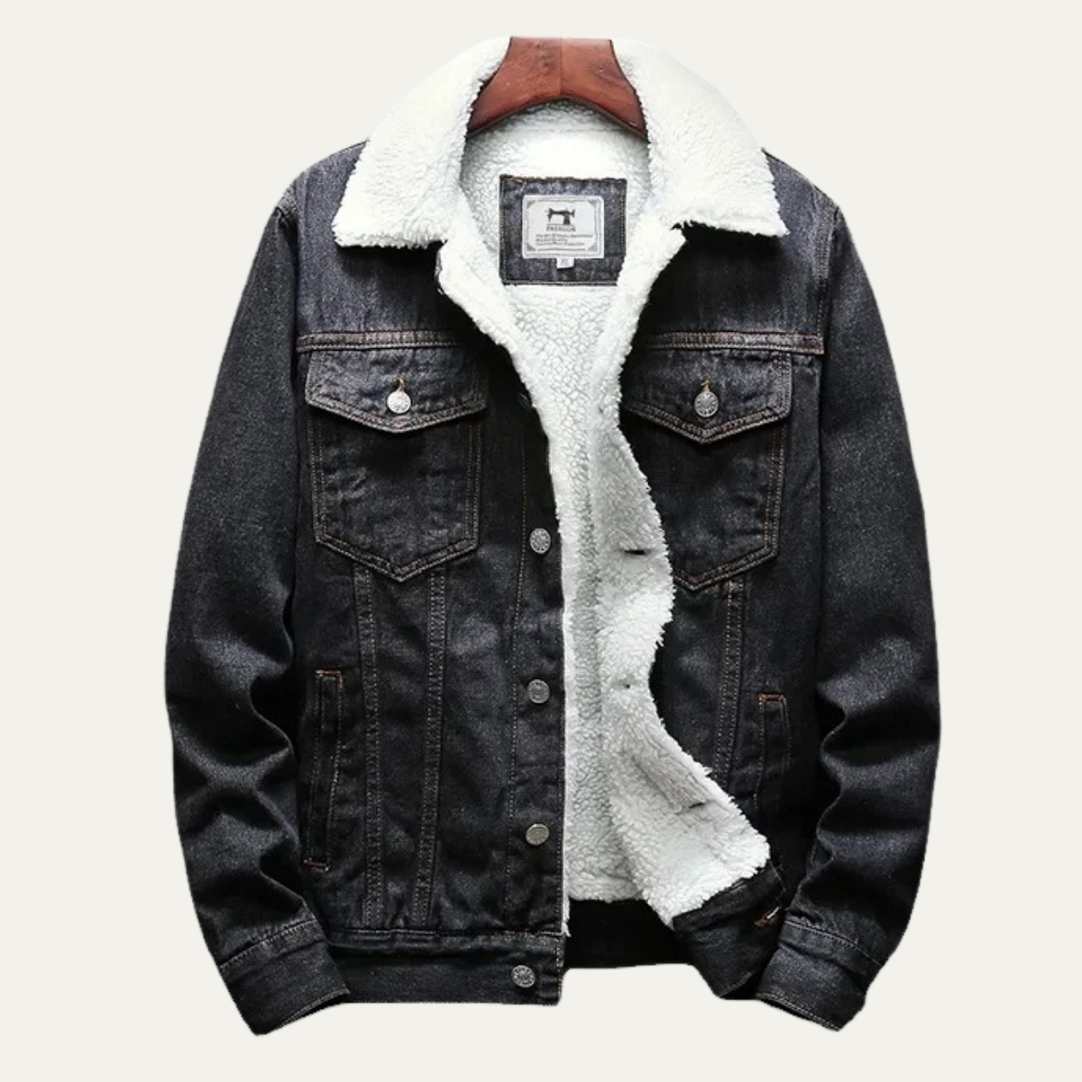 Warm Mens Fleece Lined Denim Winter Coat