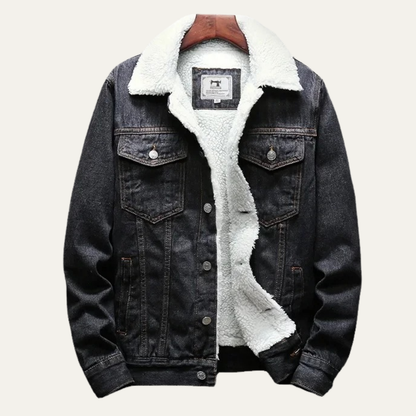 Warm Mens Fleece Lined Denim Winter Coat