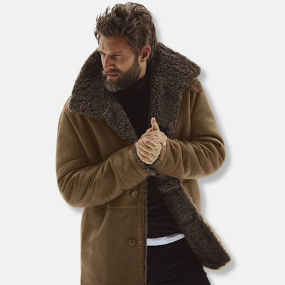 Casual Men's Mid-Length Shearling Coat