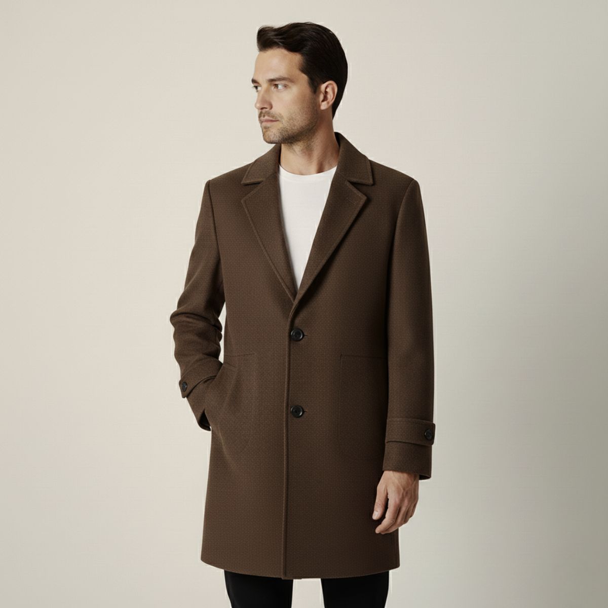 Classic Fit Mens Wool Trench Coat