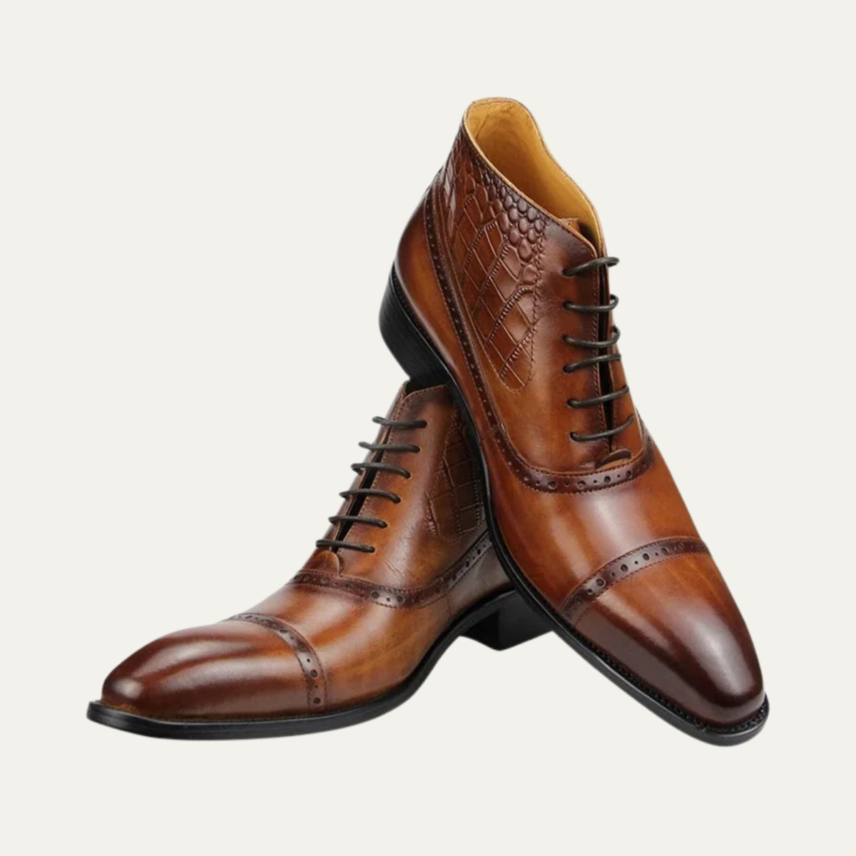 Classic Men's Leather Dress Boots Lace Up Ankle Boots